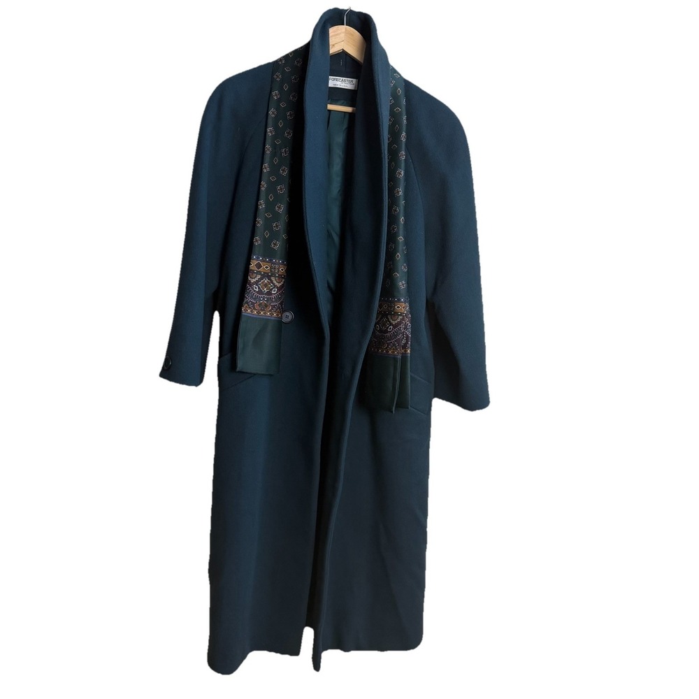 VTG Forecaster Women's Coat Of Boston Green 100% PureWool-Long W Scarf SZ-9/10